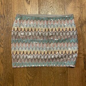 Express Colorful Chevron Mini Skirt